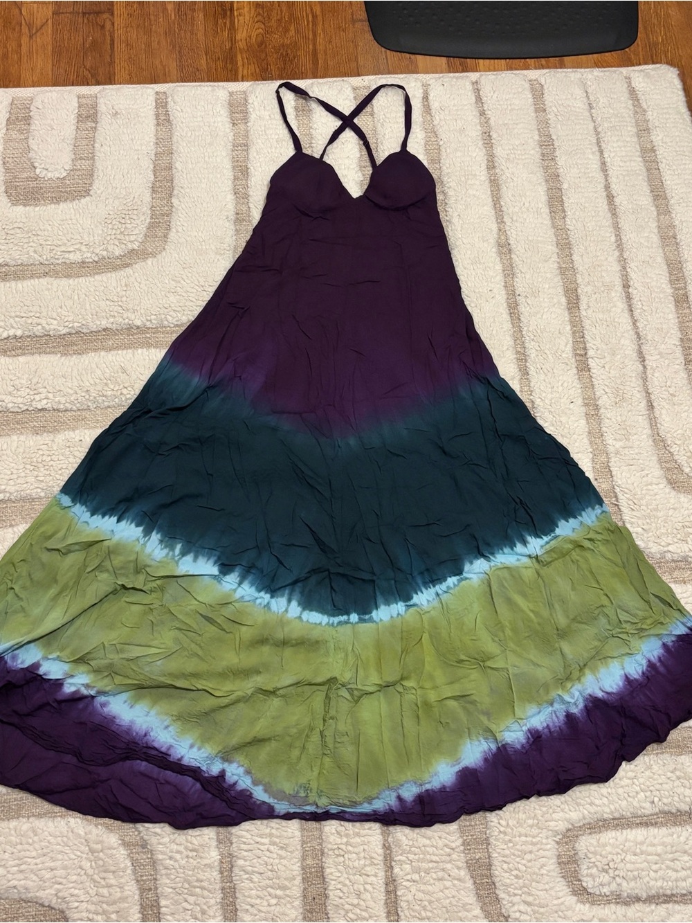 Vintage Free People Ombre Maxi Dress Size XS Purple Bohemian Festival Dip Dye